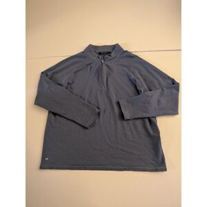 Peter Millar Crown Crafted Mens 2XL Blue Merino Wool 1/4 Zip Pullover Sweater